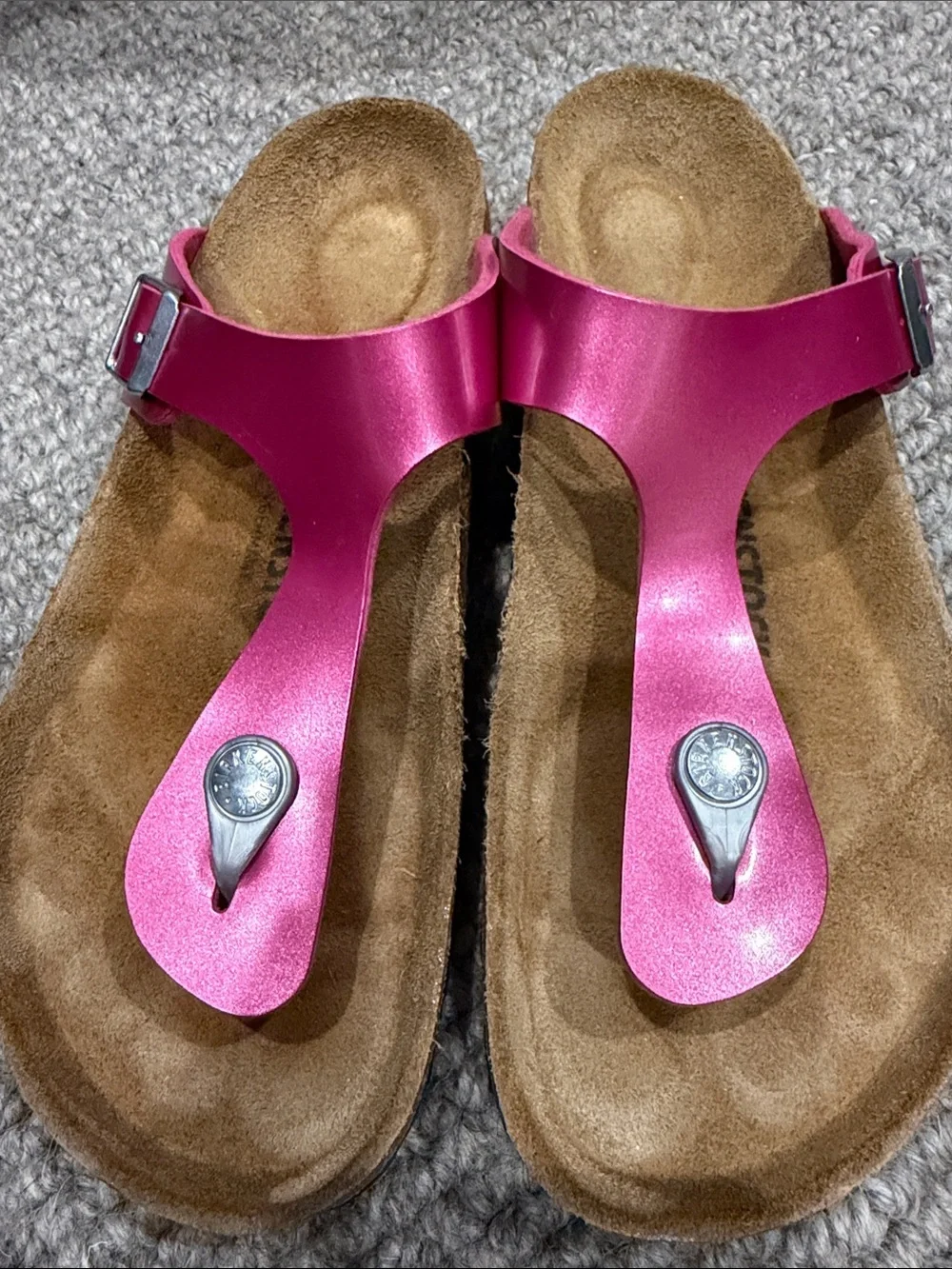 Birkenstock Metallic Pink T-Strap Sandals
